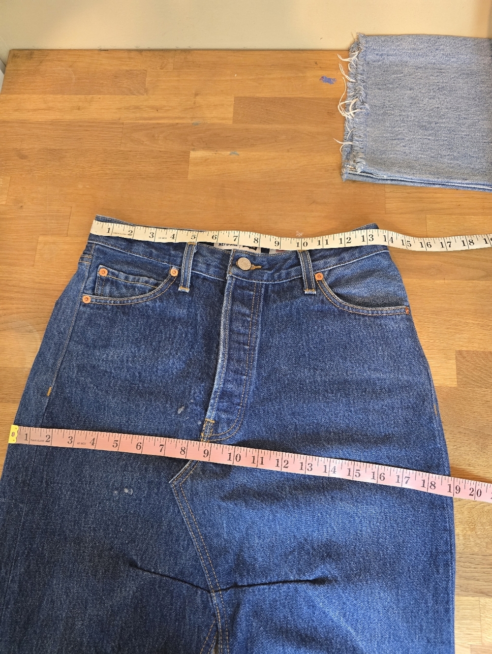 FLAWED RE/DONE Revolve Long Denim Skirt Indigo 27 - Picture 8 of 13